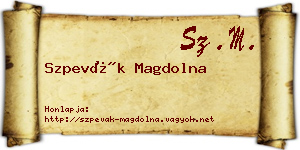 Szpevák Magdolna névjegykártya