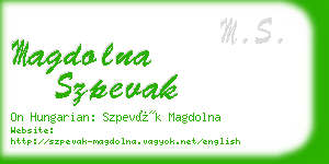magdolna szpevak business card